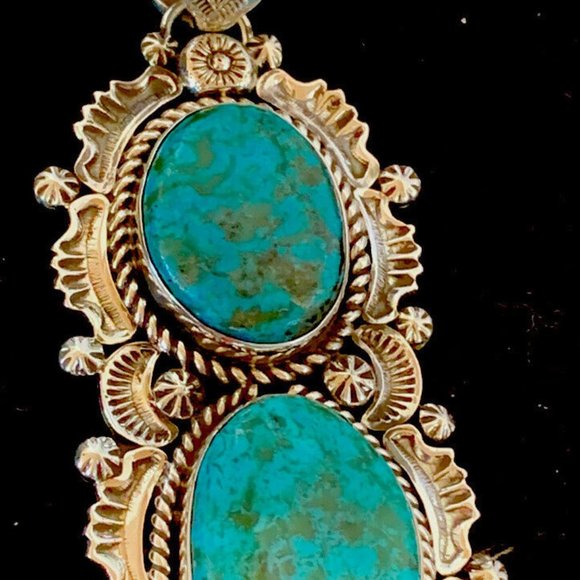 Native American Pearls Blue Necklace Pendant Ln 20 - Picture 10 of 12